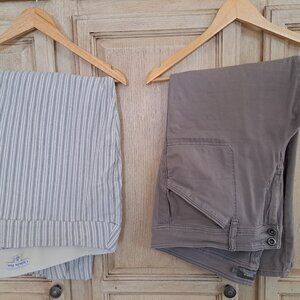 2 Pair Pants Stripe Grey/White and Solid Grey
